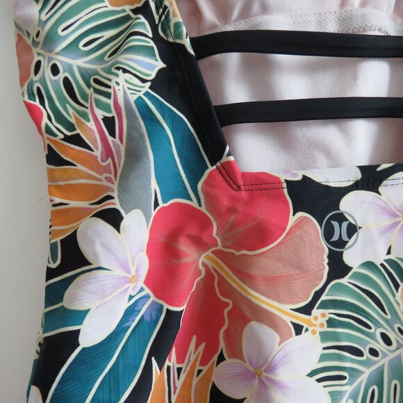 HURLEY Hawaiian Floral UPF 50+ Stretch Midweight One Piece Swimsuit - Size L - Picture 13 of 16